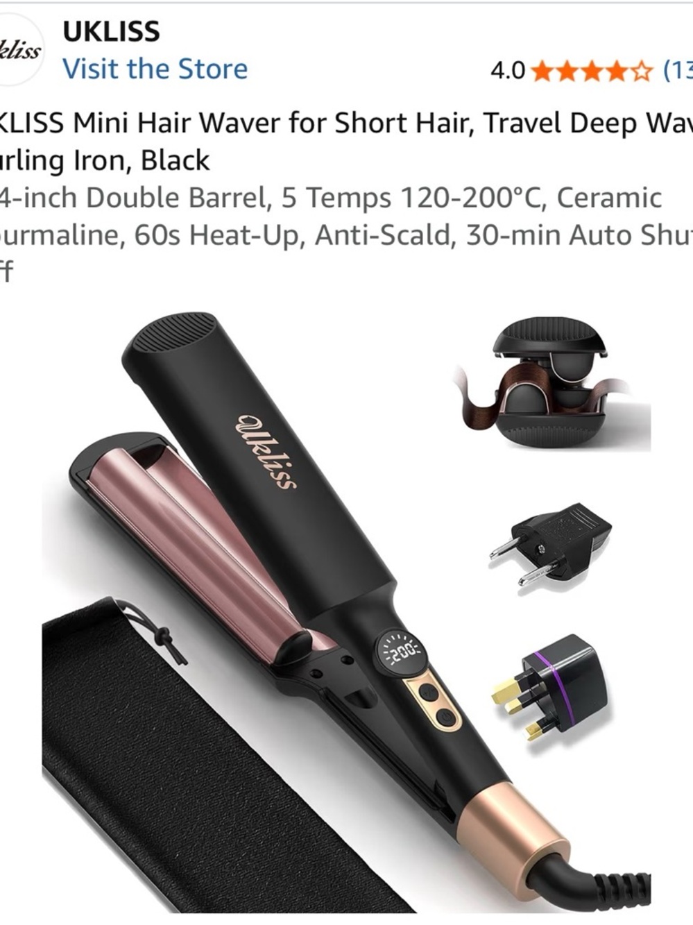 Ukliss mini hair waver - with Europe plug